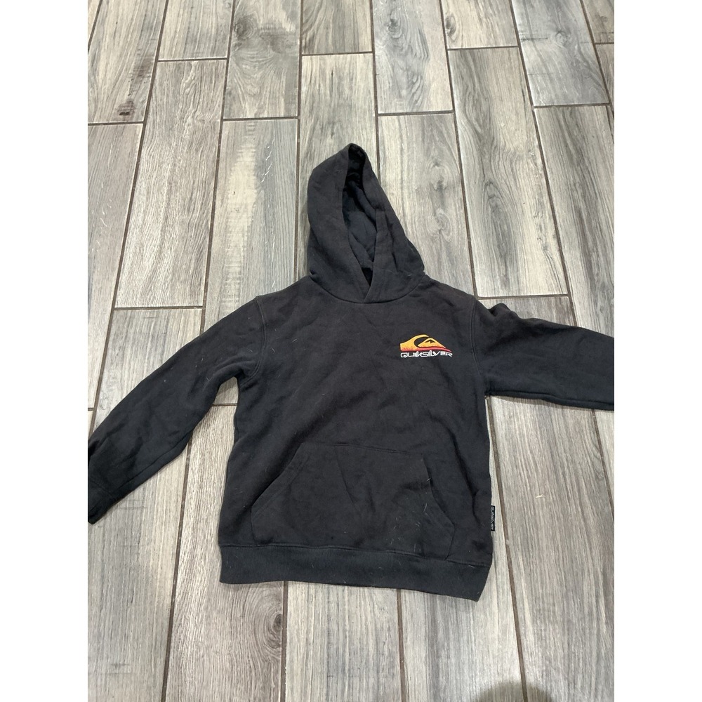 Quiksilver Boys' Black Pullover Hoodie Sweatshirt Size S P/CH Hooded Logo